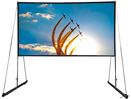 YNAADYH Pantalla para proyector de 150 pulgadas con 2 soportes, 16:9, 4K, HD, proyector de pantalla con trípode, pantalla enrollable