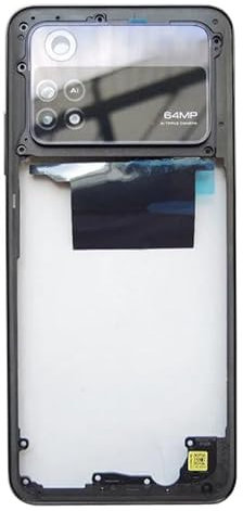 Middle Frame Front Frame Bezel Middle Housing Chassis + Camera Lens + Volume Buttons Smartphone Parts For Xiaomi Poco M4 Pro 4G - Black