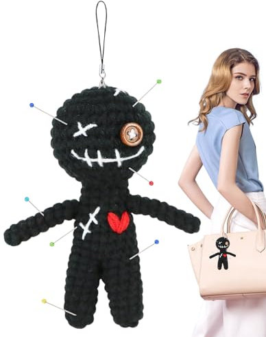 Generisch Funny Voodoo Puppe Mit Nadeln, Emotionale Unterstützung Häkel, Lustige Geschenke Voodoo Puppe Zum Entspannen Stressabbau, Büro Geschenk Für Kollegen Kollegin Freunde, 12X6cm
