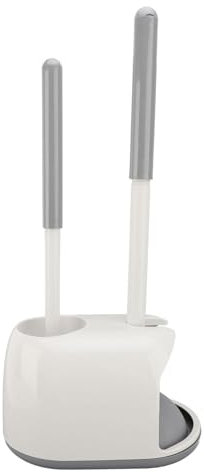 Toilet Brush and Plunger Set with Holder, 2 in 1 Toilet Bowl Brush Plunger Set for Bathroom Tools Combo with Caddy Stand, Scrubber Combo