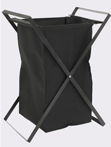 Faltbarer Wäschesammler, Schwarz, 60,5 x 42 x 30 cm, Zusammenklappbarer Wäschekorb mit X-Gestell UVP: 69,99€
