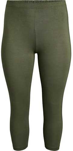 Zizzi Frauen Plus Größe 3/4 Leggings Basic Viskose Größen Gr M Thyme