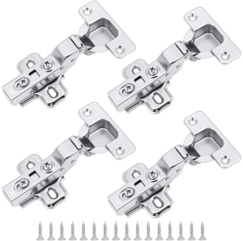 NUTKIT Topfband, 4 Stück Hydraulisch Dämpfende Scharniere mit Softclose | Schrankscharnier Set mit 4 Schrankscharniere und 16 Schrauben, Topfscharnier für Küchenschranktür, Schranktür, Kleiderschrank