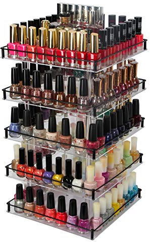 JACKCUBE Design 5 Ebenen Acryl 350 Nagellack 360° drehbares Display-Regal Organizer Ständer Make-Up Kosmetika Aufbewahrungs-Fächer Karussell Ablage mit fünfstöckigem Eisen-Zaun - :MK302-5