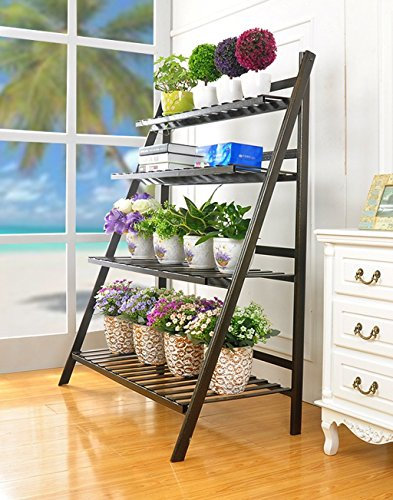 ZhiWuhuajia Blumenregale, Wohnzimmer Blumenregale Eisen Blumen Racks Holz Balkon Blumenrahmen Blumentopf Regal Multi - Layer Leiter Blume Rack Balkon, Blütenstand im Freien (größe : 100 * 120CM)