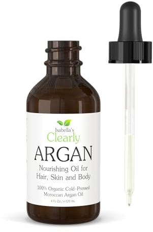 Isabella's Clearly Organic Moroccan Argan Oil for Hair, Skin, Nails | 100% Pure, Cold Pressed, Virgin, Unrefined Oil from Morocco | Eco Glass Bottle (Bulk 120ml)