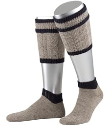 Lusana Herren 2-teiliges Loferl-Set Loden Tweed Trachtenstrümpfe, Braun (Braunmeliert/Marine 206), 44/45