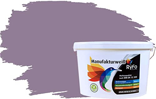 RyFo Colors Bunte Wandfarbe Manufakturweiß Blasslila 10l - weitere Violett Farbtöne und Größen erhältlich, Deckkraft Klasse 1, Nassabrieb Klasse 1