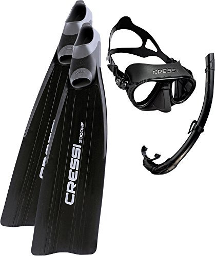 Cressi - Gara 2000 HF High Performance Palmes Apnée et Chasse Sous Marine + Calibro - Masque de Plongée Professionnel pour Adultes avec Innovant Système Anti-buée