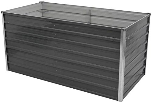 Festnight_ Hochbeet Gartenbeet aus Verzinkter Stahl Terrasse Balkon Pflanzbeet 160 x 80 x 77 cm Grau