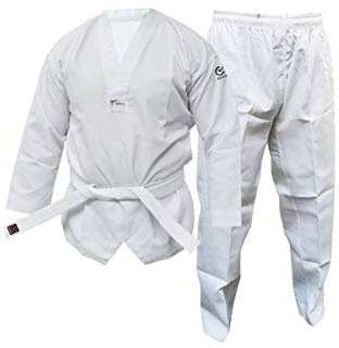 Wacoku Taekwondo Uniform Adulto Bambini Dobok WT Approvato Uomini da Donna Bianco, Taekwondo Uniforme Adulti Bambini Dobok WT Approvato Uomini Donna Bianco, AT-30, Bianco, 000/110 cm