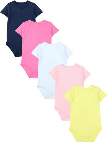 TupTam Baby Body Mädchen 5er Pack – Kurzarm Body Baby aus Baumwolle, Ideal für Sommer und Alltag