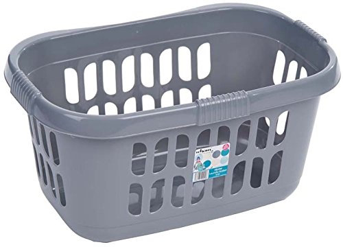Ruby Deals Wham High Grade Plastic Hipster Laundry Baskets Washing Clothes Linen Storage Bin Tidy Hamper Bins (Silver l Grey)
