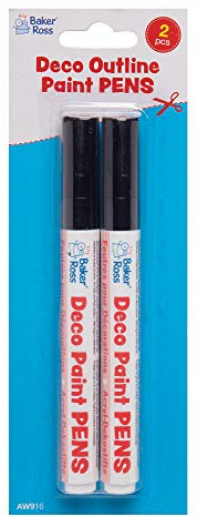 Baker Ross AW916 Black Deco Paint Pens For Kids - Pack of 2, Outline Markers Perfect for Children's Painting and Decorating Activities, Ideal for School, Home Groups and Party Crafting