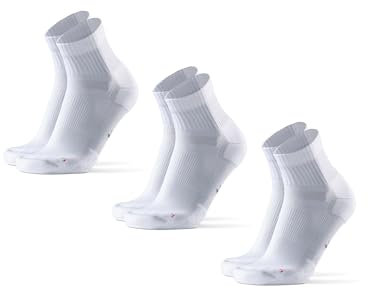 DANISH ENDURANCE Chaussettes de Running Longue Distance, Anti-Ampoules, Soutien Voûte Plantaire, 3 Paires, Blanc, 43-47
