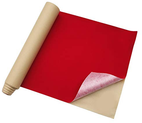 45,7 x 254,4 cm, selbstklebender Samtstoff, beflockter Stoff, zum Selbermachen (rot)