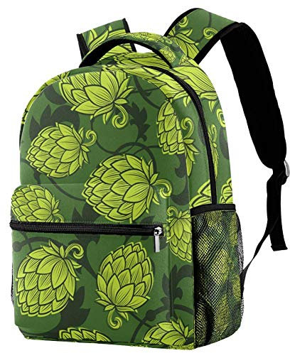 Beer Hop-Zapfen Muster Rucksack Studenten Schultertaschen Reisetasche College Schule Tote Rucksäcke Stil-01 29.4x20x40cm/11.5x8x16 in