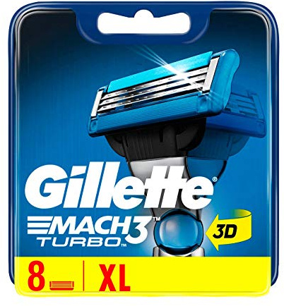 Gilette Mach3 Turbo Rasierklingen für Männer, 8 Stück