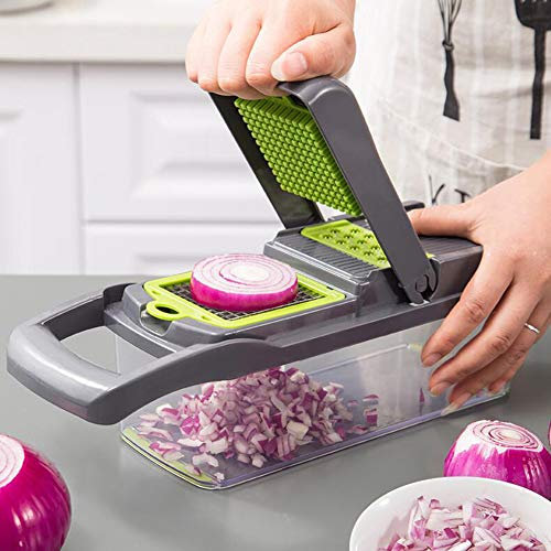 AUTFIT 7 in 1 Multifunktions-Gemüseschneider,Gemüseschneider,Vielseitiger Gemüsehobel Kartoffelschneider Obstschneider,Multifunktions Chopper,Kartoffelschneider Gemüsereibe für das tägliche Kochen