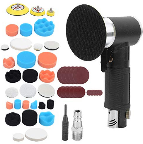at‑1500H48 Mini Air Sander, 1/2/3 Inch Random Orbital Air Sander, Mini Pneumatic Sander for Auto Body Work, High Speed Air Powered Sanders & Polisher,Black(European Air Nozzle)