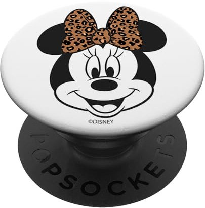 PopSockets Disney Mickey And Friends Minnie Mouse Leopard Bow Big Face PopSockets PopGrip: Ausziehbarer Sockel und Griff für Handys/Tablets mit Tauschbarem Top