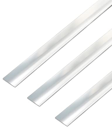 Alberts 499280 Flachstange | selbstklebend | Aluminium, chromdesign | 1000 x 15 x 2 mm | 3er Set