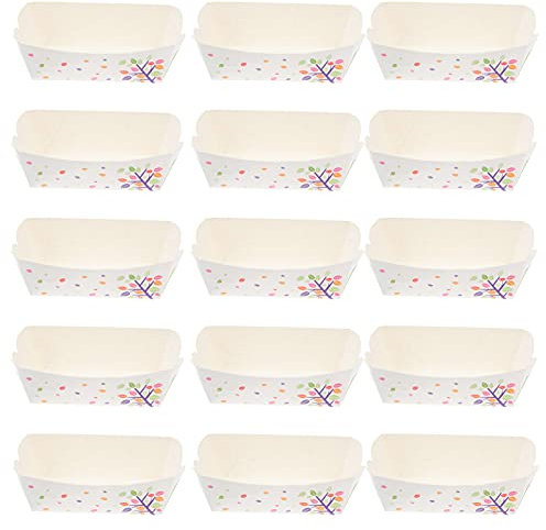 BESPORTBLE 100pcs Paper Food Holder Trays Grease Resistant Serving Food Plate Paper Container Snack Serving Tray for Fast Food French Chips Fries Hot Dog