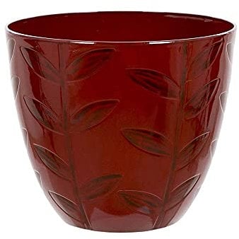 Feather Pot Leaf Design - Plant Pot - 32cm Diameter x 30cm Tall - Made from 100% recycled plastic (Red)