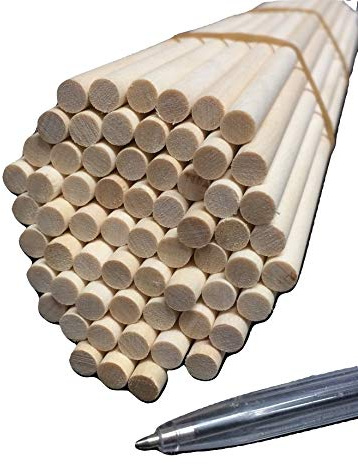 Trustleaf 10mm x 600mm Birch Hardwood Wooden Craft Sticks/Dowels - Seconds - Pack of 50 Dowels