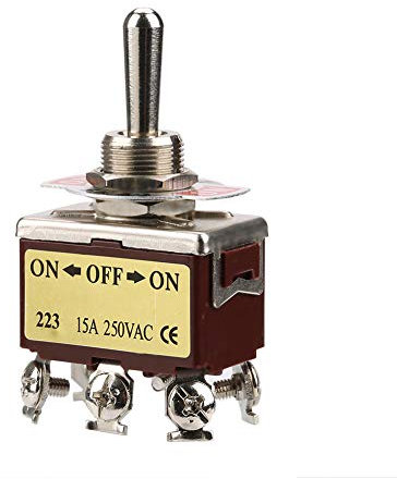 Interruttore a 3 posizioni, ON-OFF-ON interruttore a leva momentanea a 3 posizioni, 6 pin, 12 mm, 15 A, 250 VAC per auto