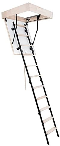 Bodentreppe Speichertreppe Gedämmte Dachbodentreppe U=1,22 W/m2K Mini Thermo Metall Raumhöhe 265cm Wärmegedämmt Metallleiter (100x70)