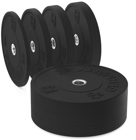 HQ Germany® Hantelscheiben 50mm [Set/Paar 5-25kg] - Training Vollgummi Bumper Plates 100kg - Hantelscheiben Set 50mm, Gewichtsscheiben, Gewichte, Weight Plates nach IWF Standard