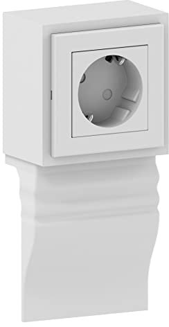 Habengut 1-fach Steckdoseneinheit für Sockelleiste Berliner Profil aus PVC, Weiß