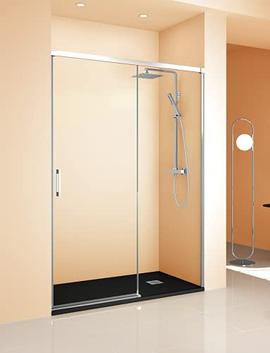 Mampara de Ducha Frontal - 1 Hoja fija + 1 Puerta Corredera - Modelo Sibila 2 (159-164)