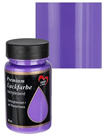 Ideen mit Herz Premium Lackfarbe | hochglänzend | 90 ml | ideal für Holz, Styropor, Kunststoff, Glas, Keramik (violett)