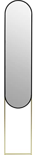 Kare Design Wandspiegel Alice, Schwarz, Ovaler Spiegel für Schlafzimmer, Flur, Wohnzimmer, Metallrahmen, 175x32x16 cm (HxBxT)