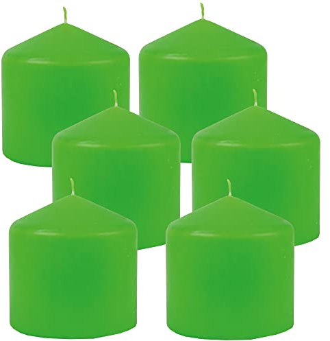 HS Candle Stumpenkerzen Wachskerzen Ø8cm x 8cm (6er Pack) Limette - Lange Brenndauer, Hergestellt in EU, Kerzen Blockkerzen - Wachs Stumpen