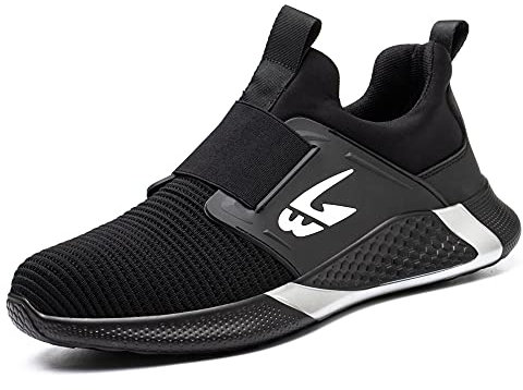 HLPGZL Sicherheitsschuhe Herren Leichte Arbeitsschuhe Damen rutschfeste Atmungsaktive Stahlkappenschuhe Schutzschuhe Schwarz 41