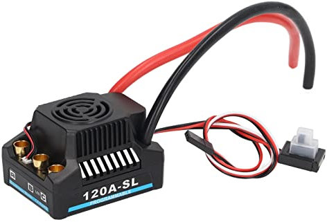 Fockety Brushless ESC, 120A 2-4S Wasserdichter Elektrischer Drehzahlregler, Kompatibel mit Sensorlosen Bürstenlosen Motoren, Bürstenloser Motor-Ersatzdrehzahlregler für 1/8 RC-Autos