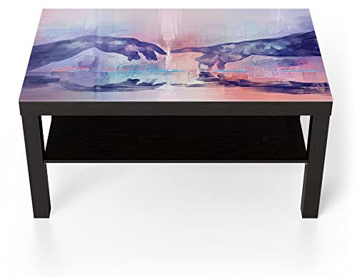 DEQORI Glastisch | schwarz groß 90x50 cm | Motiv Abstrakte, berühmte Hände | ausgefallener Beistelltisch aus Glas | Hochglanz Couchtisch fürs Wohnzimmer | moderner Couch Tisch mit Design