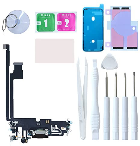 LOZOP for iPhone 12 Pro Max Charging Port Replacement, Dock Connector & Microphone Assembly with Repair Tools for iPhone 12 Pro Max 6.7 Inch All Carriers (Graphite)