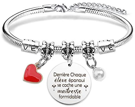 Bracelet Maitresse Maternelle d'école Cadeau Original Merci Maitresse,pour Professeur Enseignant Noel Pâques