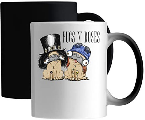 Pugs N Roses Parody Dog Keramische magische Tasse Weiß