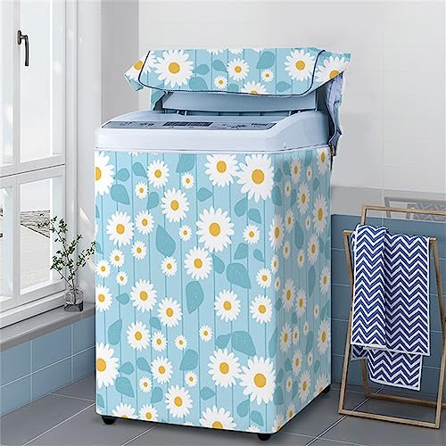 Odot Copertura Lavatrice per asciugatrice, Frutto Coprilavatrice per Lavatrice a Carica Dall'alto con Cerniera, Impermeabile Antipolvere Resistente Fodera per Lavatrice (M(5.6-6.5kg),Margherita)