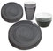 WedDecor Melamine Dinnerware Sets for 4 People for Indoor Outdoor BBQ Garden Picnic or Camping, Durable and Lightweight Melamine Dinner Set with Swirl Design Plate Bowl & Cups, Set of 16pcs