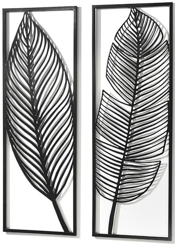 Kobolo Wandbild Wanddeko Metallbild - FEATHER - Metall - zweiteilig - schwarz - Feder - XXL