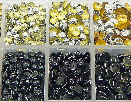 Juego de 3000 remaches metálicos redondos plateados y negros con caja clasificadora para planchar para manualidades, ropa, riñonera, zapatos, joyas, decoraciones