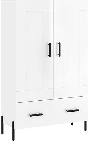 vidaXL Highboard, Sideboard mit viel Stauraum, Mehrzweckschrank Anrichte, Kommode Schrank für Wohnzimmer, Modern, Hochglanz Weiß Holzwerkstoff
