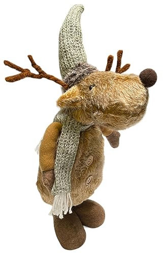 Dadeldo Living & Lifestyle Elch Dekofigur Weihnachtsdeko Stoff-Filz braun-Mint 51cm