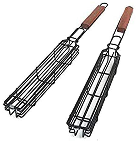 Obahdirry 2 x antihaftbeschichtete einzelne Kabob-Körbe, Grillkorb und Räucherrohr, Grillkorb zum Grillen von Gemüse